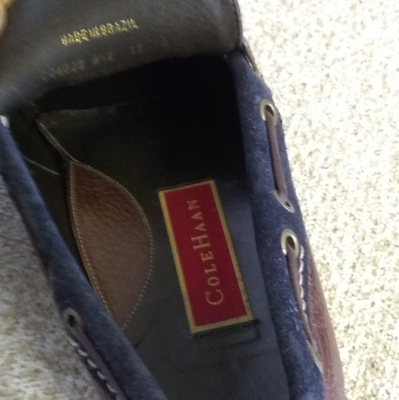Cole Haan Brown & Navy Leather Tassel Loafers - Picture 4 of 6